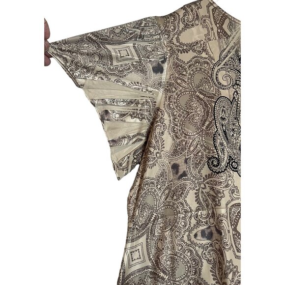 Croft & Barrow Women Plus 2X Paisley Print Tunic Embroidered Asymmetric Blousy - Picture 9 of 16